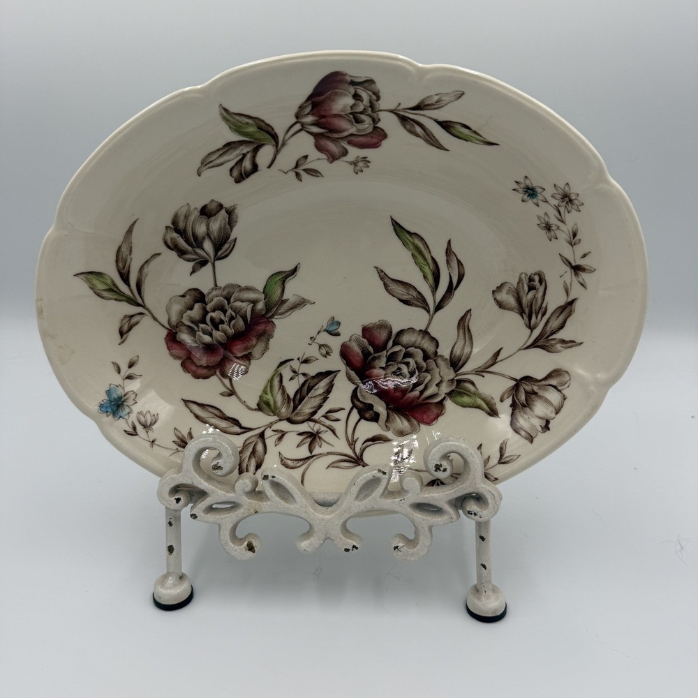 Vintage Johnson Bros WindsorWare Oval serving Bowl Warwick Brown Floral Dining